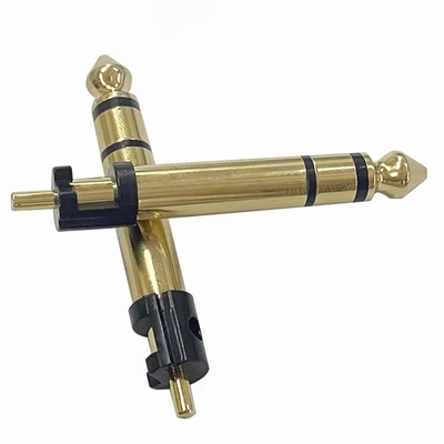 ทองเหลือง 6.35 มิลลิเมตร สเตียโร 3 ต้น สเตียโร ออดิโอ เพศชาย Connector ออดิโอไมโครโฟน Plug สําหรับหูฟัง