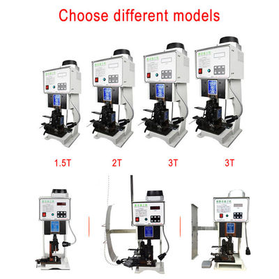 เครื่องจีบขั้วต่อแบบกึ่งอัตโนมัติ พร้อมกำลังมอเตอร์ 0.75KW ความสามารถในการกด 15KN และแหล่งจ่ายไฟ 220V 50Hz