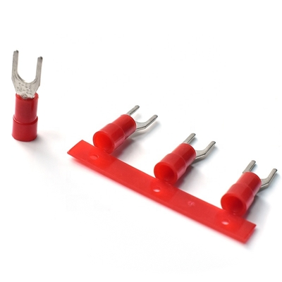 ขั้วต่อแบบส้อมหุ้มฉนวน Qwt 10 Awg ขั้วต่อจีบสายไฟ ขั้วต่อแบบเสียบ