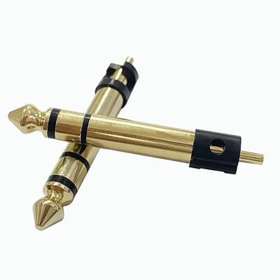 ทองเหลือง 6.35 มิลลิเมตร สเตียโร 3 ต้น สเตียโร ออดิโอ เพศชาย Connector ออดิโอไมโครโฟน Plug สําหรับหูฟัง