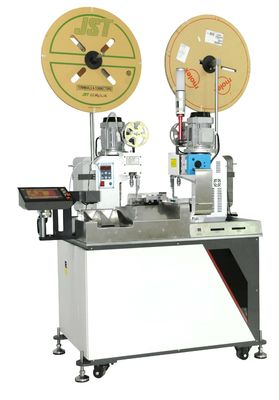Double End 3.96mm Wire Terminal Crimping Machine ความแม่นยำสูงอัตโนมัติเต็มรูปแบบ